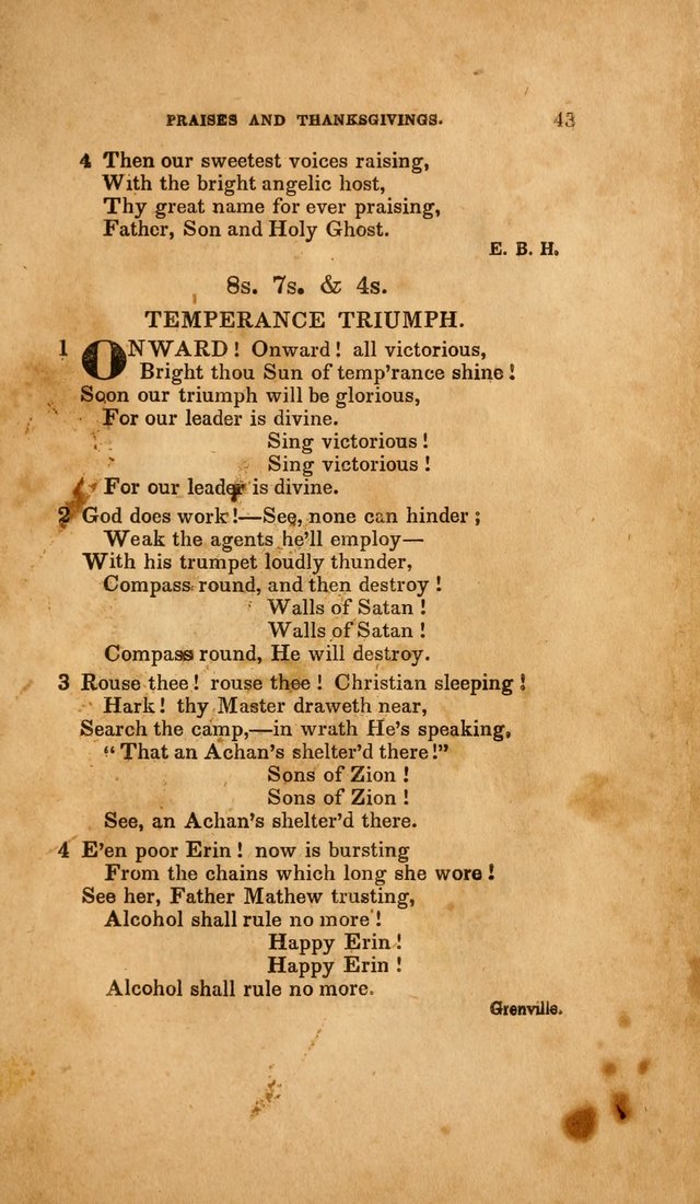 Temperance Hymn Book and Minstrel: a collection of hymns, songs and odes for temperance meetings and festivals page 43