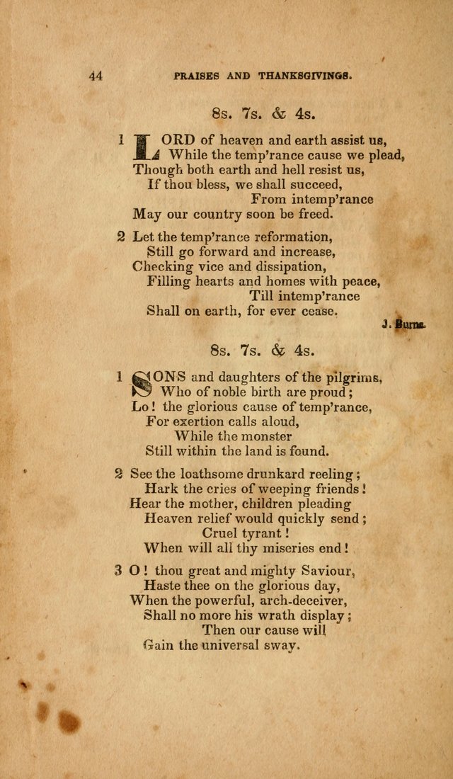 Temperance Hymn Book and Minstrel: a collection of hymns, songs and odes for temperance meetings and festivals page 44