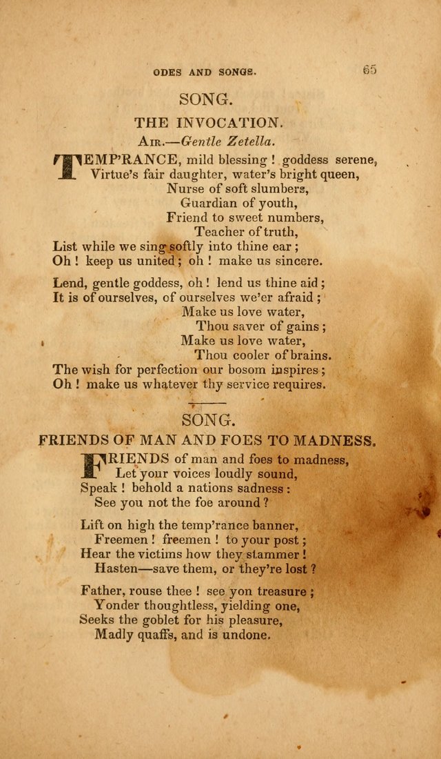 Temperance Hymn Book and Minstrel: a collection of hymns, songs and odes for temperance meetings and festivals page 65