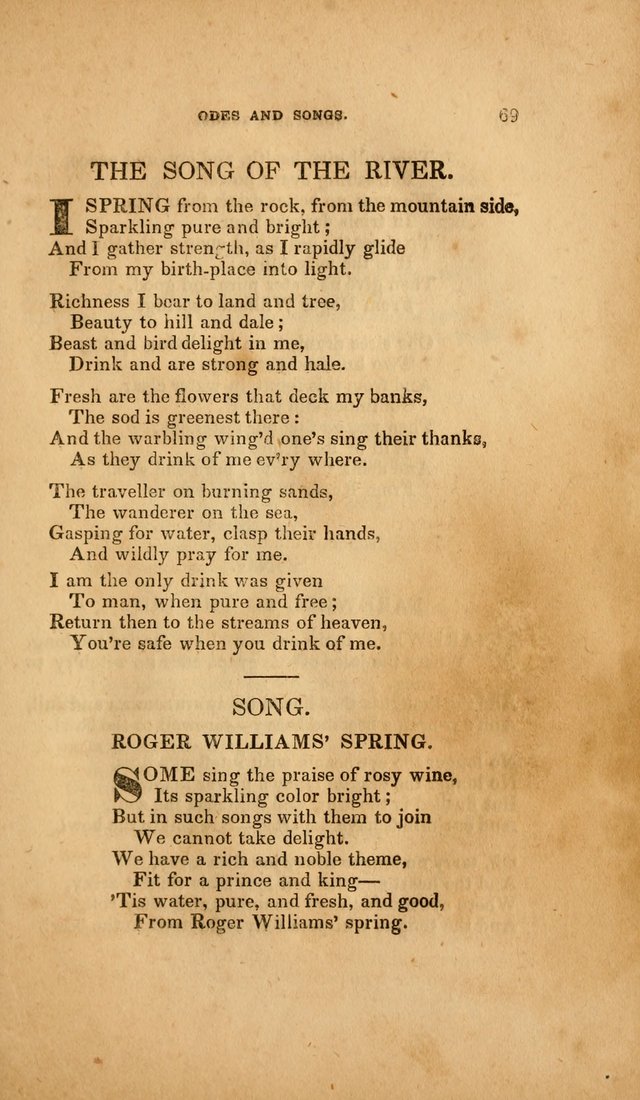 Temperance Hymn Book and Minstrel: a collection of hymns, songs and odes for temperance meetings and festivals page 69