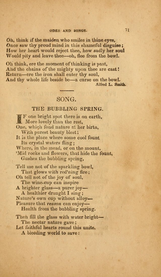 Temperance Hymn Book and Minstrel: a collection of hymns, songs and odes for temperance meetings and festivals page 71