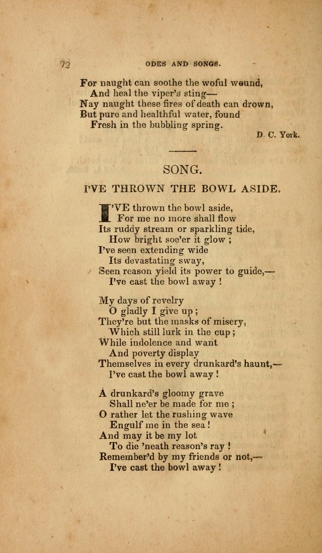 Temperance Hymn Book and Minstrel: a collection of hymns, songs and odes for temperance meetings and festivals page 72