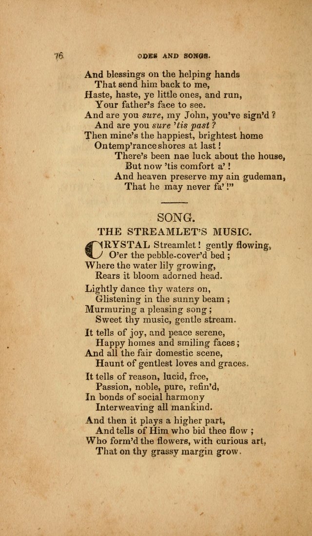 Temperance Hymn Book and Minstrel: a collection of hymns, songs and odes for temperance meetings and festivals page 76