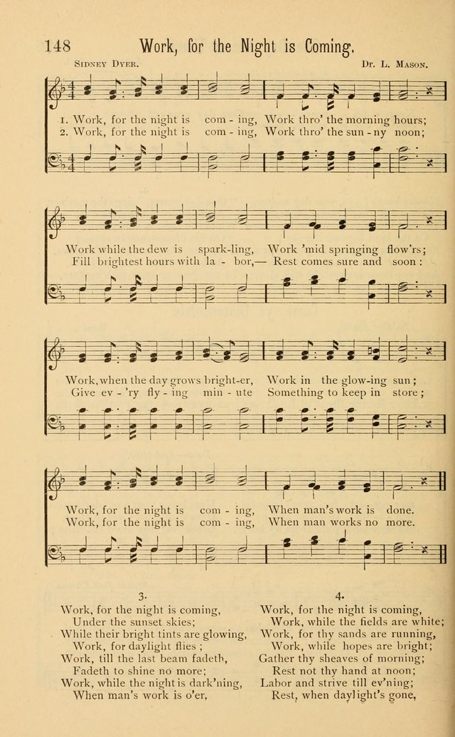 Temperance Rallying Songs: consisting of a large variety of solos, quartettes, and choruses, suited to every phase of the great temperance reformation page 148