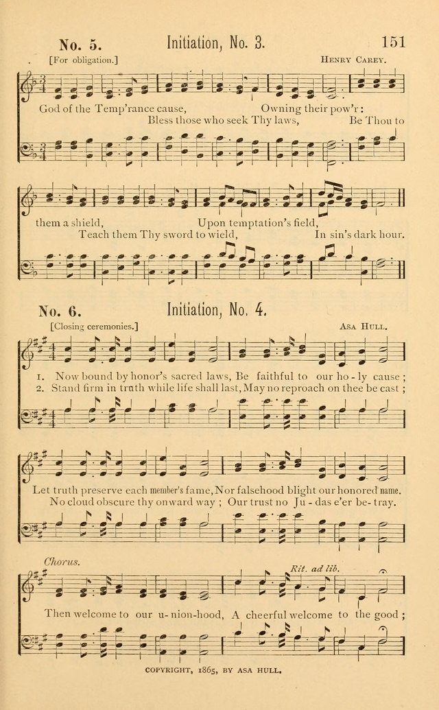 Temperance Rallying Songs: consisting of a large variety of solos, quartettes, and choruses, suited to every phase of the great temperance reformation page 151