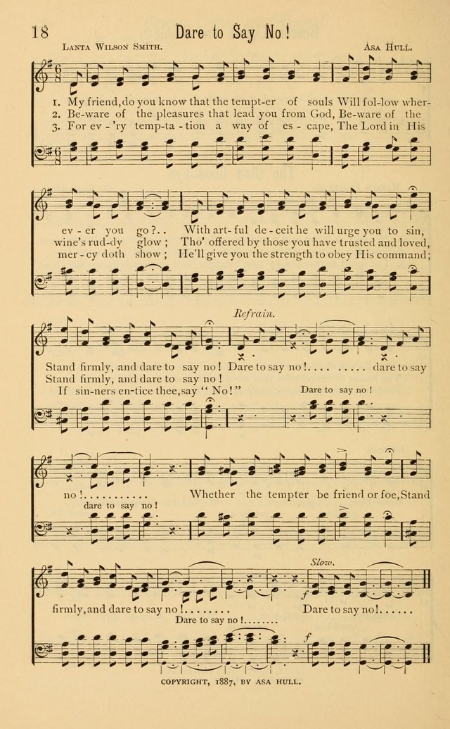 Temperance Rallying Songs: consisting of a large variety of solos, quartettes, and choruses, suited to every phase of the great temperance reformation page 18