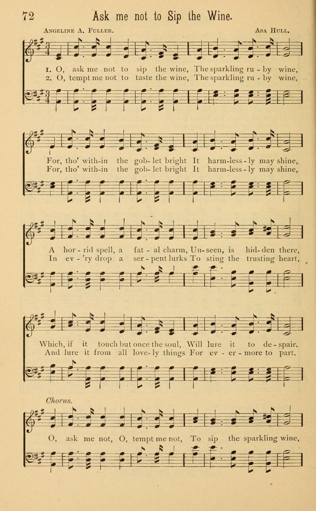 Temperance Rallying Songs: consisting of a large variety of solos, quartettes, and choruses, suited to every phase of the great temperance reformation page 72