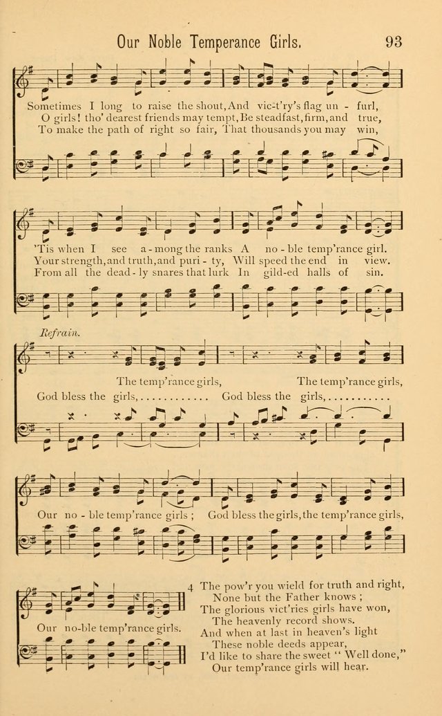 Temperance Rallying Songs: consisting of a large variety of solos, quartettes, and choruses, suited to every phase of the great temperance reformation page 93