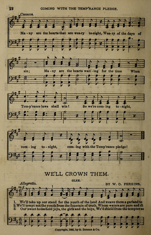 Temperance Song Herald: a collection of songs, choruses, hymns, and other pieces for the use of temperance meetings, lodges, and the home circle page 22