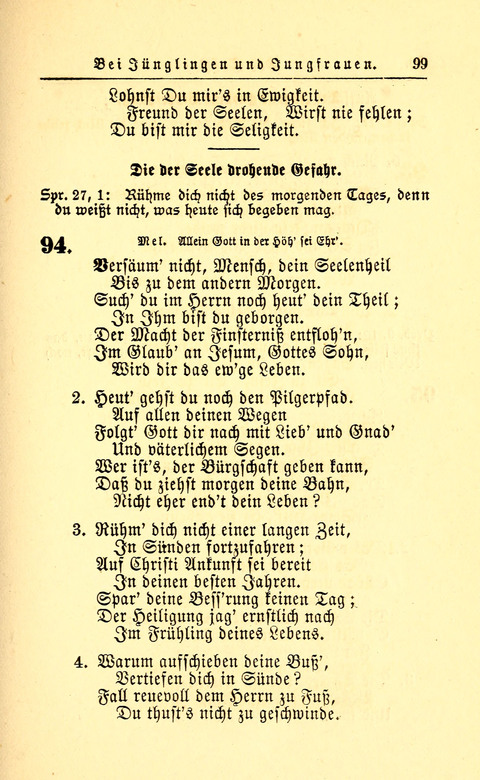 Der Tröster: oder Trost und Mahnung in Liedern und Betrachtungen bei der Trennung von den Unsrigen zum Gebracuh bei Leichenbegängnissen sowie auch im Familienkreise. page 101