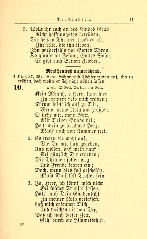 Der Tröster: oder Trost und Mahnung in Liedern und Betrachtungen bei der Trennung von den Unsrigen zum Gebracuh bei Leichenbegängnissen sowie auch im Familienkreise. page 11