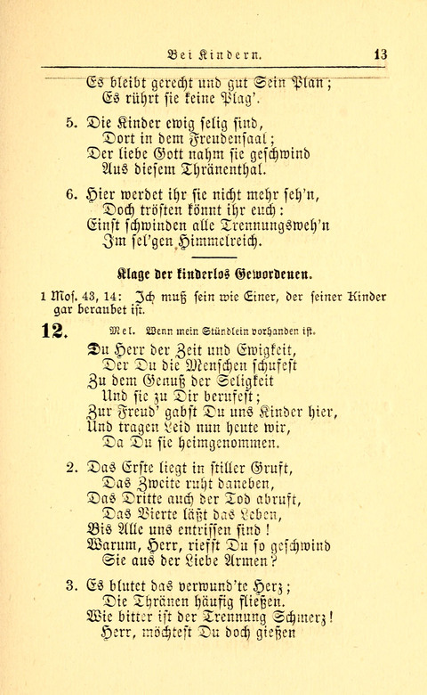 Der Tröster: oder Trost und Mahnung in Liedern und Betrachtungen bei der Trennung von den Unsrigen zum Gebracuh bei Leichenbegängnissen sowie auch im Familienkreise. page 13