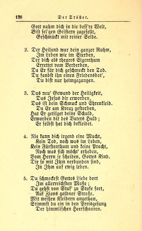 Der Tröster: oder Trost und Mahnung in Liedern und Betrachtungen bei der Trennung von den Unsrigen zum Gebracuh bei Leichenbegängnissen sowie auch im Familienkreise. page 130