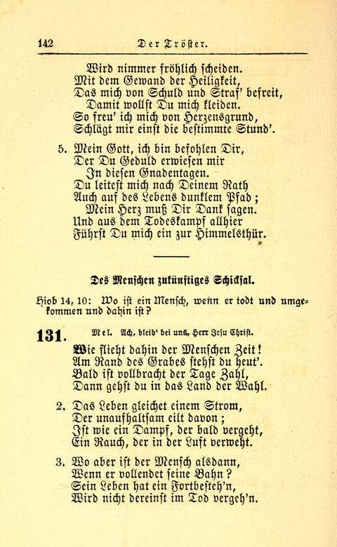 Der Tröster: oder Trost und Mahnung in Liedern und Betrachtungen bei der Trennung von den Unsrigen zum Gebracuh bei Leichenbegängnissen sowie auch im Familienkreise. page 144