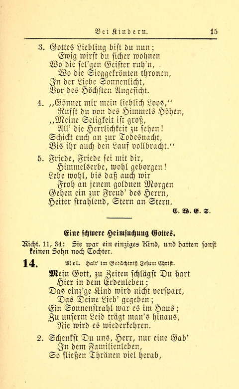 Der Tröster: oder Trost und Mahnung in Liedern und Betrachtungen bei der Trennung von den Unsrigen zum Gebracuh bei Leichenbegängnissen sowie auch im Familienkreise. page 15