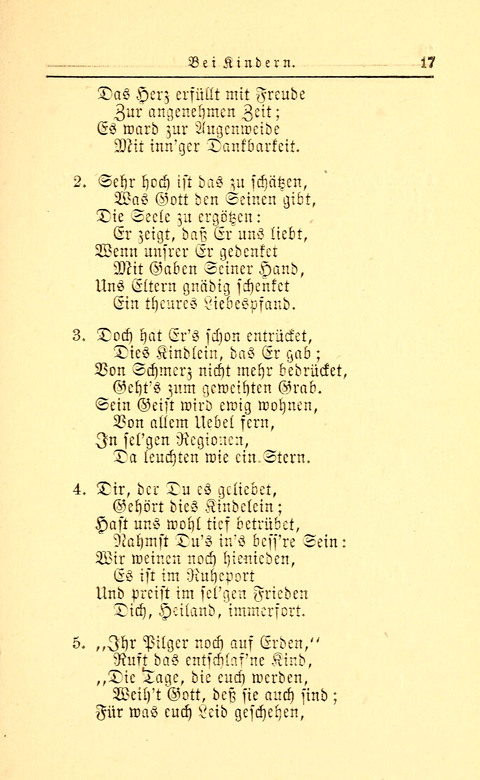 Der Tröster: oder Trost und Mahnung in Liedern und Betrachtungen bei der Trennung von den Unsrigen zum Gebracuh bei Leichenbegängnissen sowie auch im Familienkreise. page 17