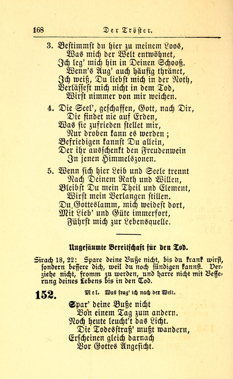 Der Tröster: oder Trost und Mahnung in Liedern und Betrachtungen bei der Trennung von den Unsrigen zum Gebracuh bei Leichenbegängnissen sowie auch im Familienkreise. page 170