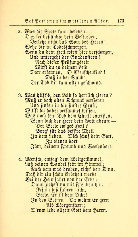 Der Tröster: oder Trost und Mahnung in Liedern und Betrachtungen bei der Trennung von den Unsrigen zum Gebracuh bei Leichenbegängnissen sowie auch im Familienkreise. page 175