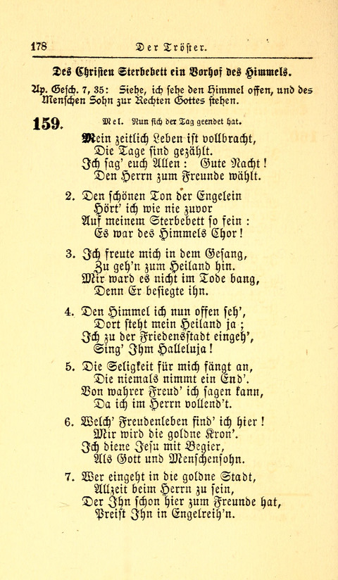 Der Tröster: oder Trost und Mahnung in Liedern und Betrachtungen bei der Trennung von den Unsrigen zum Gebracuh bei Leichenbegängnissen sowie auch im Familienkreise. page 180