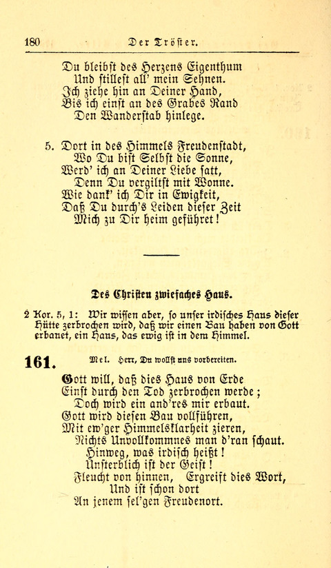 Der Tröster: oder Trost und Mahnung in Liedern und Betrachtungen bei der Trennung von den Unsrigen zum Gebracuh bei Leichenbegängnissen sowie auch im Familienkreise. page 182