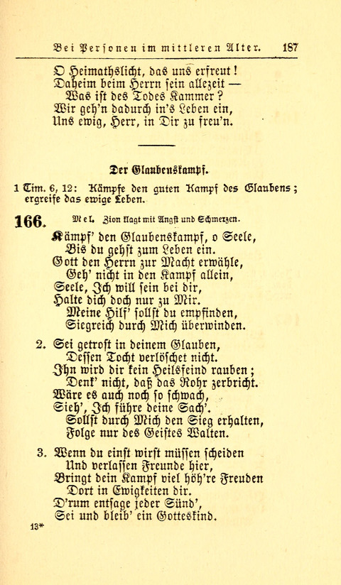 Der Tröster: oder Trost und Mahnung in Liedern und Betrachtungen bei der Trennung von den Unsrigen zum Gebracuh bei Leichenbegängnissen sowie auch im Familienkreise. page 189