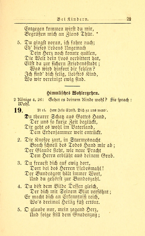 Der Tröster: oder Trost und Mahnung in Liedern und Betrachtungen bei der Trennung von den Unsrigen zum Gebracuh bei Leichenbegängnissen sowie auch im Familienkreise. page 21