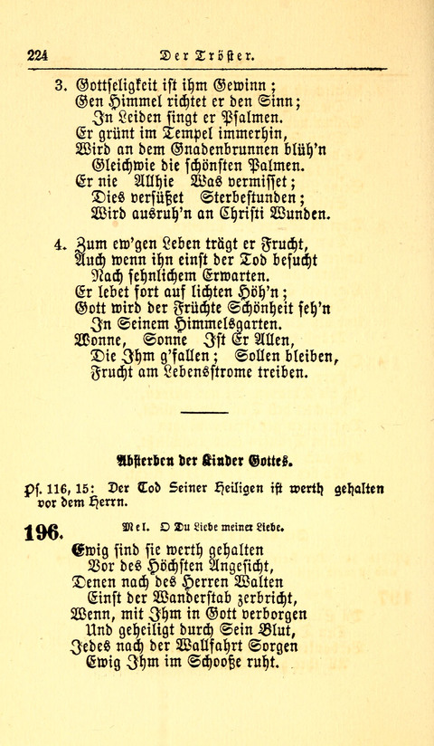 Der Tröster: oder Trost und Mahnung in Liedern und Betrachtungen bei der Trennung von den Unsrigen zum Gebracuh bei Leichenbegängnissen sowie auch im Familienkreise. page 226