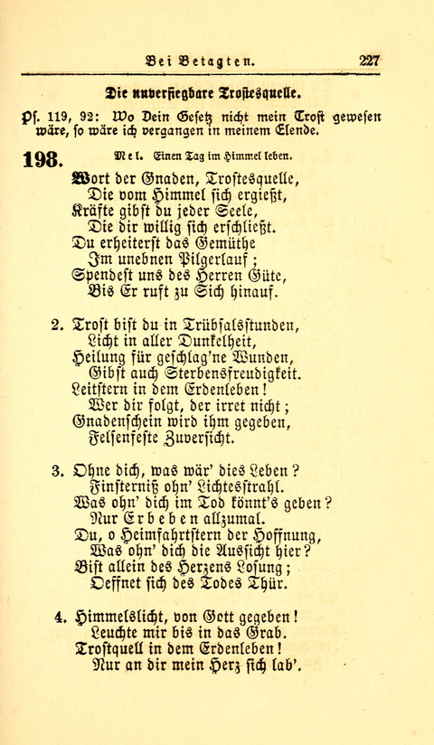 Der Tröster: oder Trost und Mahnung in Liedern und Betrachtungen bei der Trennung von den Unsrigen zum Gebracuh bei Leichenbegängnissen sowie auch im Familienkreise. page 229