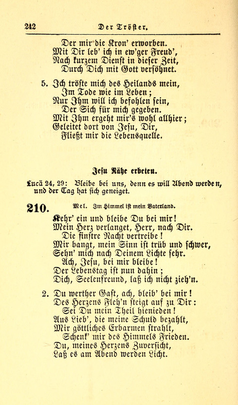 Der Tröster: oder Trost und Mahnung in Liedern und Betrachtungen bei der Trennung von den Unsrigen zum Gebracuh bei Leichenbegängnissen sowie auch im Familienkreise. page 244