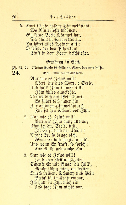 Der Tröster: oder Trost und Mahnung in Liedern und Betrachtungen bei der Trennung von den Unsrigen zum Gebracuh bei Leichenbegängnissen sowie auch im Familienkreise. page 26