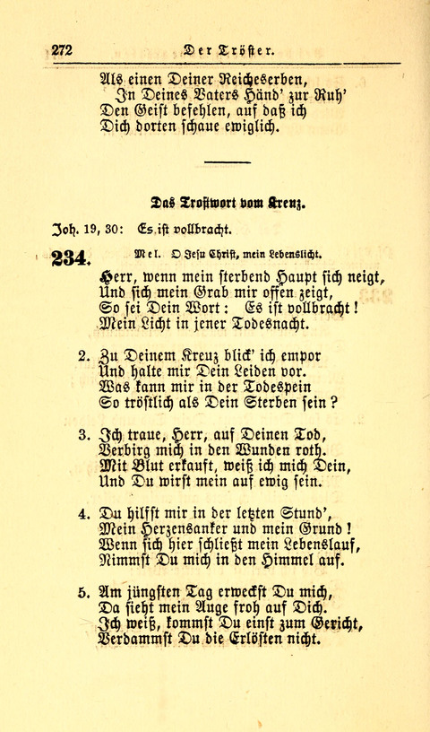 Der Tröster: oder Trost und Mahnung in Liedern und Betrachtungen bei der Trennung von den Unsrigen zum Gebracuh bei Leichenbegängnissen sowie auch im Familienkreise. page 274