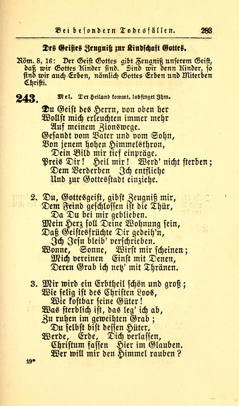 Der Tröster: oder Trost und Mahnung in Liedern und Betrachtungen bei der Trennung von den Unsrigen zum Gebracuh bei Leichenbegängnissen sowie auch im Familienkreise. page 285