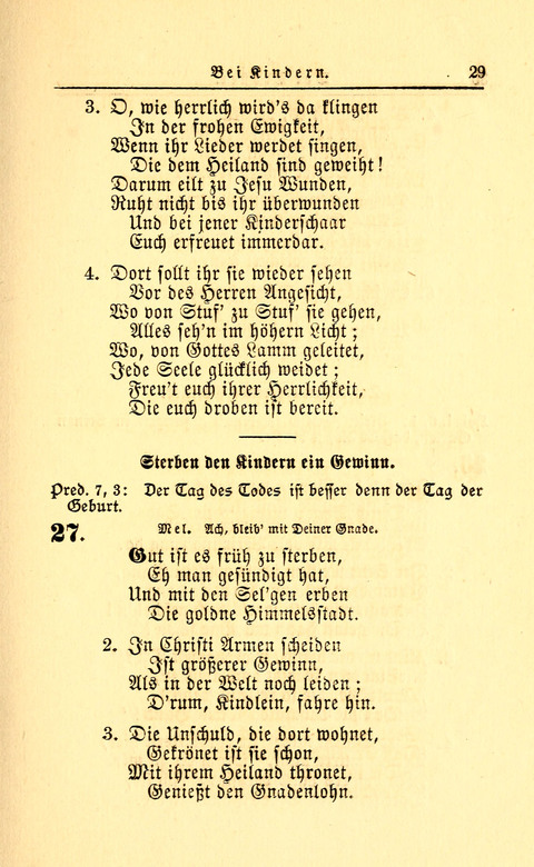 Der Tröster: oder Trost und Mahnung in Liedern und Betrachtungen bei der Trennung von den Unsrigen zum Gebracuh bei Leichenbegängnissen sowie auch im Familienkreise. page 29