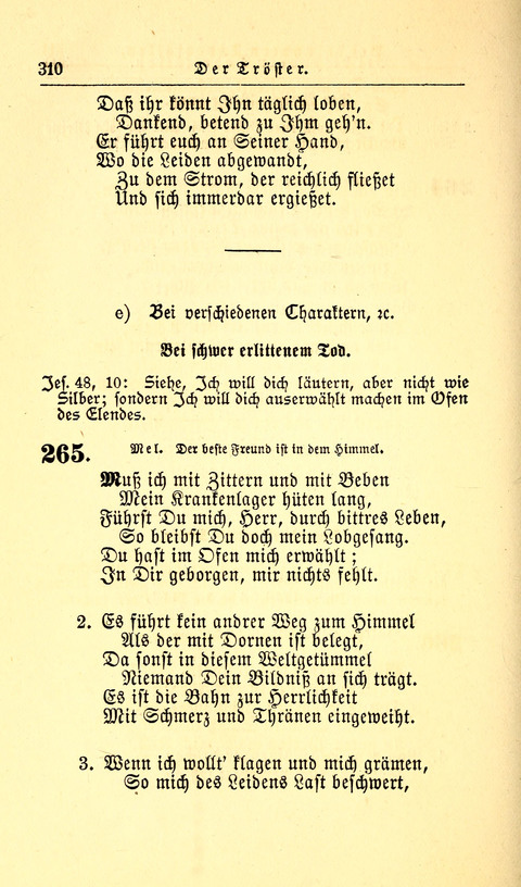 Der Tröster: oder Trost und Mahnung in Liedern und Betrachtungen bei der Trennung von den Unsrigen zum Gebracuh bei Leichenbegängnissen sowie auch im Familienkreise. page 312