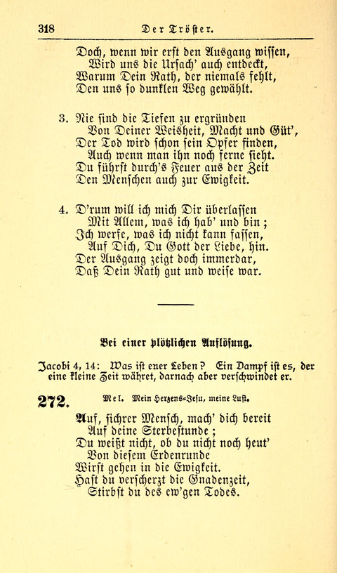 Der Tröster: oder Trost und Mahnung in Liedern und Betrachtungen bei der Trennung von den Unsrigen zum Gebracuh bei Leichenbegängnissen sowie auch im Familienkreise. page 320