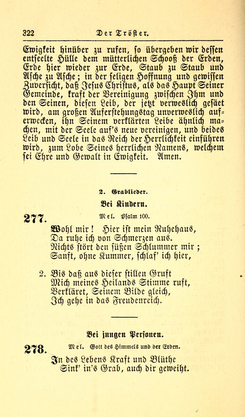 Der Tröster: oder Trost und Mahnung in Liedern und Betrachtungen bei der Trennung von den Unsrigen zum Gebracuh bei Leichenbegängnissen sowie auch im Familienkreise. page 324