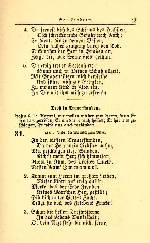 Der Tröster: oder Trost und Mahnung in Liedern und Betrachtungen bei der Trennung von den Unsrigen zum Gebracuh bei Leichenbegängnissen sowie auch im Familienkreise. page 33