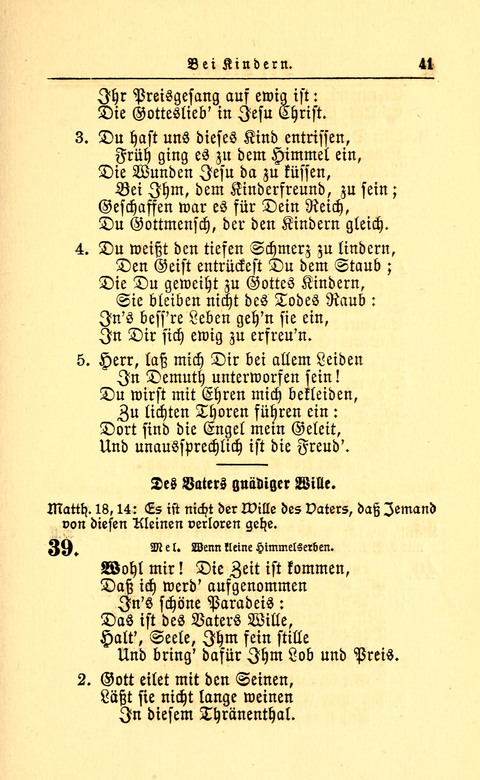 Der Tröster: oder Trost und Mahnung in Liedern und Betrachtungen bei der Trennung von den Unsrigen zum Gebracuh bei Leichenbegängnissen sowie auch im Familienkreise. page 41