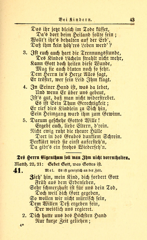 Der Tröster: oder Trost und Mahnung in Liedern und Betrachtungen bei der Trennung von den Unsrigen zum Gebracuh bei Leichenbegängnissen sowie auch im Familienkreise. page 43