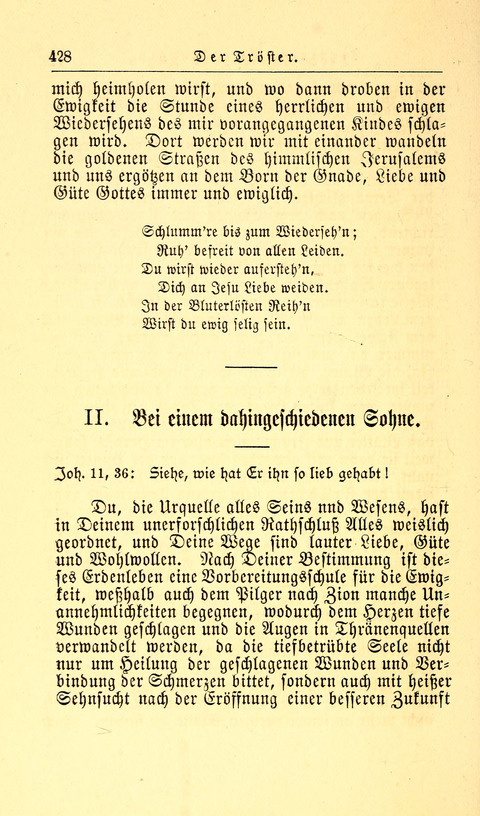 Der Tröster: oder Trost und Mahnung in Liedern und Betrachtungen bei der Trennung von den Unsrigen zum Gebracuh bei Leichenbegängnissen sowie auch im Familienkreise. page 430