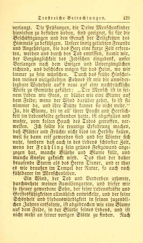 Der Tröster: oder Trost und Mahnung in Liedern und Betrachtungen bei der Trennung von den Unsrigen zum Gebracuh bei Leichenbegängnissen sowie auch im Familienkreise. page 431