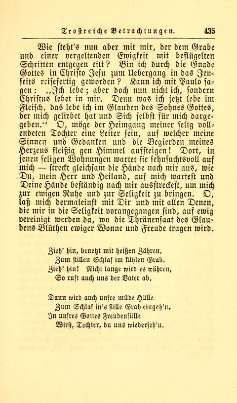 Der Tröster: oder Trost und Mahnung in Liedern und Betrachtungen bei der Trennung von den Unsrigen zum Gebracuh bei Leichenbegängnissen sowie auch im Familienkreise. page 437