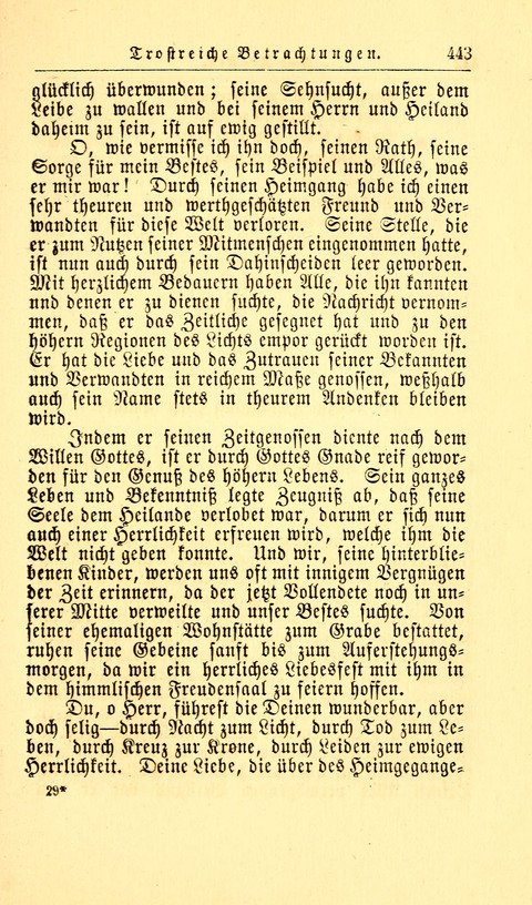 Der Tröster: oder Trost und Mahnung in Liedern und Betrachtungen bei der Trennung von den Unsrigen zum Gebracuh bei Leichenbegängnissen sowie auch im Familienkreise. page 445