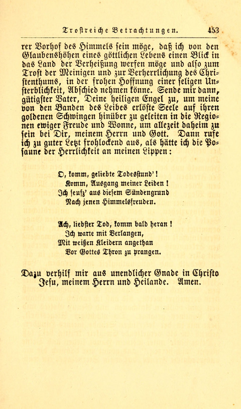 Der Tröster: oder Trost und Mahnung in Liedern und Betrachtungen bei der Trennung von den Unsrigen zum Gebracuh bei Leichenbegängnissen sowie auch im Familienkreise. page 455