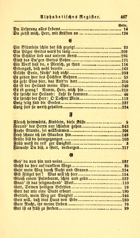 Der Tröster: oder Trost und Mahnung in Liedern und Betrachtungen bei der Trennung von den Unsrigen zum Gebracuh bei Leichenbegängnissen sowie auch im Familienkreise. page 469