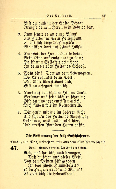 Der Tröster: oder Trost und Mahnung in Liedern und Betrachtungen bei der Trennung von den Unsrigen zum Gebracuh bei Leichenbegängnissen sowie auch im Familienkreise. page 49