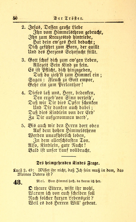 Der Tröster: oder Trost und Mahnung in Liedern und Betrachtungen bei der Trennung von den Unsrigen zum Gebracuh bei Leichenbegängnissen sowie auch im Familienkreise. page 50