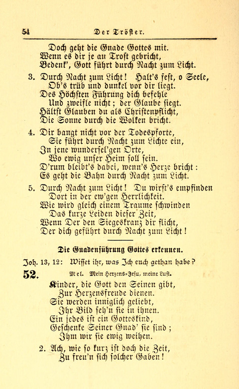 Der Tröster: oder Trost und Mahnung in Liedern und Betrachtungen bei der Trennung von den Unsrigen zum Gebracuh bei Leichenbegängnissen sowie auch im Familienkreise. page 54