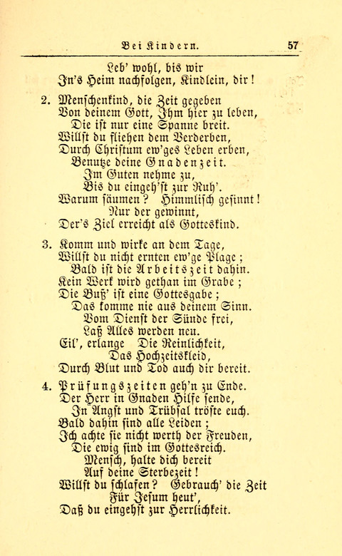 Der Tröster: oder Trost und Mahnung in Liedern und Betrachtungen bei der Trennung von den Unsrigen zum Gebracuh bei Leichenbegängnissen sowie auch im Familienkreise. page 57