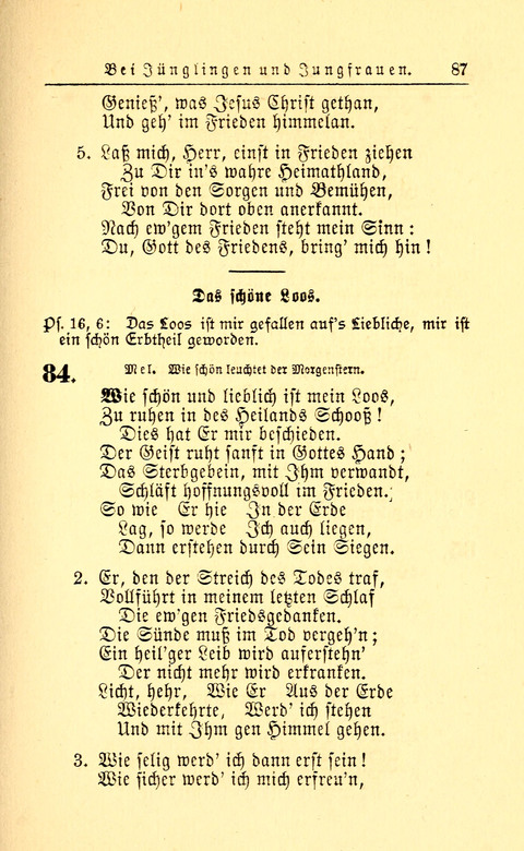 Der Tröster: oder Trost und Mahnung in Liedern und Betrachtungen bei der Trennung von den Unsrigen zum Gebracuh bei Leichenbegängnissen sowie auch im Familienkreise. page 89